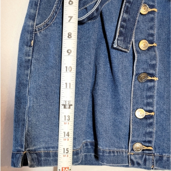 American Eagle Womens Denim Mini Skirt Blue Size 6 Paperbag Waist Buttoned Tie - Picture 8 of 10